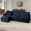 Modular Sectional Sofa, Oversized Deep Seat L Shaped Couch Set with Movable Ottoman, Chenille, Blue
