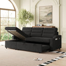 MH83.5' Convertible Sleeper Combo Sofa, Convertible Sofa Bed Polyester Pullout Bed with Storage Recliner and Cup Holder for Living Room, Tight Spaces