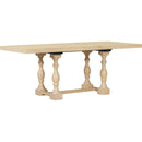 Traditional 6-Piece 78inch Trestle Extendable Dining Table Set with One 18inch Removable Leaf, Padded Dining Chairs and Bench,Natural