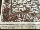 Turkish Silk Rug 5x8, Ivory, Hunting Design, Animal Pictorials, Bamboo Silk