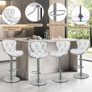 Bar Stools Set Of 2 White PU Leather Adjustable Swivel