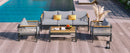 Outdoor Sectional Sofa Set 5-Person Patio Seating Group with Cushions and Coffee Table, Grey, Steel & Acacia Wood