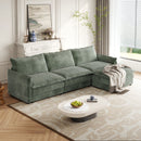 Corduroy Fabric 3-Seater Comfy Cloud Couch with Movable Footrest for Living Room,Oversized Deep Seat L Shaped Couch Set, Upholstered Large Size Deep Seat L Shaped sofa with 3 cushions