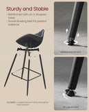 Bar Stools Set Of 2 Ink Black Synthetic Leather Bar Height Back Ergonomic