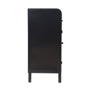 Modern Sideboard Buffet Cabinet with Tempered Figured Glass Doors, Flip Top, Inner Shelves, Metal Frame Storage Console for Dining Room, Kitchen, Living Room & Entryway (Black)