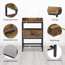Industrial Three Tier Nightstand Set With Wood Grain Finish