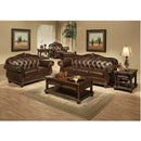 Anondale - Sofa - Espresso Top Grain Leather Match & Cherry