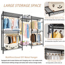 Heavy Duty Garment Rack With 8 Adjustable Wire Shelves and 5 Clothes Rails, Freestanding Closet Organizer, Black Metal