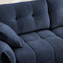 Modern Ergonomic Single Seater Sofa with Ottoman, High-Resilience Support, Blue Chenille Upholstery