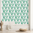 Contemporary White Wallpaper with Cactus Chic