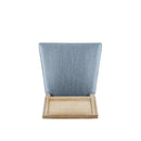 Set of 2 French Country Dining Chairs with Elegant Cane Backrest & Upholstered Seats in Slate Blue, Solid Rubberwood Frame