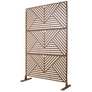 Freestanding Decorative Privacy Screen for Deck Balcony Patio, Metal Privacy Screen 76' H×48' W, Brown