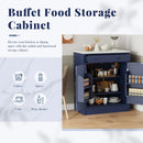 [Assembly Video Provided] TOPMAX Modern Freestanding Kitchen Pantry,Buffet Food Storage, Coffee Bar Cabinet with Drawer, 2 Adjustable Shelves and 2 Door Shelves for Dining, Kitchen, Set of 2, Blue