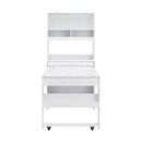 TOPMAX Compact 33.5x15.7x69inch Buffet with Hutch and Foldable Dining Table, Multifunctional Cupboard with Storage Shelf and Side Hooks for Small Places,Studio, Apartment, Marble White