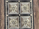 Needlepoint Runner Rug 3x8 Panel Design Rug, Flatweave Runner Rug, English Design, Floral, Short Runner Rug, Black and Beige Wool Hand-Woven