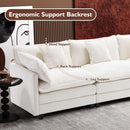 111.4 Inch 3 Seater Cloud Sofa Modular Sectional Couch Beige With Breathable Chenille Fabric
