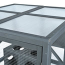 Grey Pine Wood Outdoor Cat House with Shelves and Weather Protection, Removable Wood Boxes