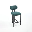 Bar Stools Set of 2, 26 inch Modern Upholstered Fabric Counter Height Barstools, Kitchen Island Chairs with Black Metal Legs for Dining Room/Kitchen Island/Bar