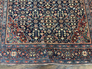 Persian Rug 4x7 Antique Sarouk Farahan Carpet, Navy Blue and Red Wool Rug
