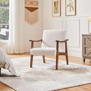 Ivory Professionally Upholstered Fabric Armchair High Back
