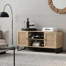 Mina Modern TV Stand With Storage Doors Oak Finish
