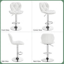 Pair Of White PU Leather Height Adjustable Bar Stools