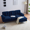 Modern Velvet L Shaped Sectional Sofa for Living Room and Bedroom, Blue, 82.6 Inch