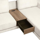 114" L-shaped Sofa Sectional Sofa with Two USB Ports and Two Power Sockets, a Storage Drawer and a Reversible Chaise Lounge for Living Room, Beige