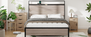Bed frame king size, wooden platform bed frame with storage LED light headboard and 2 USB, no noise, no spring mattress required and simple assembly tools, large underbed storage, Antique Grey