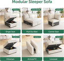 Beige Textured Storage Ottoman For Sectional Sleeper