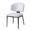 7 Pieces Contemporary Dining Set with Faux Leather Chairs and Metal Legs , Black+White+Natural Wood Finish