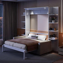 Queen Size Murphy Bed Wall Bed with Sofa,White