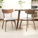 Mid-Century Walnut Finished Frame Upholstered Dining Chairs (Set of 2) (Light Beige)