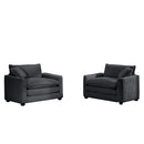 Luxurious Grey Corduroy Deep Seated Sofa Set with Two Single Chairs for Bedroom and Office