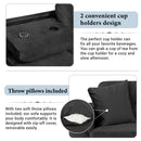 Modern Sectional Sofa with Storage Ottoman, L-Shape Couch with 2 Pillows and Cup Holders, Black Velvet, 105'