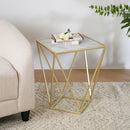 CREATIVE SIMPLE GLASS SIDE TABLE,GOLD+WHITE COLOR