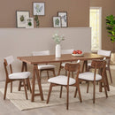 Mid Century A Frame Dining Set Beige Textile Upholstery