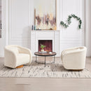 Swivel Accent Chair, 360-degree Swivel Barrel Chair with Teddy Upholstery, Comfy Pumpkin-Shaped Swivel Chair for Living Room, Bedroom, or Office