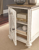Realyn - Chair Side End Table - Insert Mirror - White / Brown