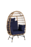 Wicker Egg Chair,Rattan Egg Chair Indoor Outdoor,Oversized Large Egg Chairs 600lbs with Ottoman and Thick Cushions for Porch, Backyard, Balcony