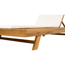 LOUNGE CHAISE SET,SPACE AVAILABLE ON ONE SIDE, ACACIA WOOD WITH WATER-RESISTANT LOUNGE CUSHIONS (CREAM & 2 INCH THICK) - MATCHING DARK GREY/LEAF COCONUT VERSION AVAILABLE