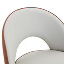 Modern Brown and Light Gray Spliced PU Upholstered Rotatable Bar Chair with Black Metal Legs for Dining Room and Kitchen. Set of 2