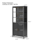 Modern Style 76.75'' Tall Steel Display Cabinet with Double Glass Doors, LED Lights, 3-Sided Glass for Collectibles - Black