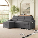 MH83.5' Convertible Sleeper Combo Sofa, Convertible Sofa Bed Polyester Pullout Bed with Storage Recliner and Cup Holder for Living Room, Tight Spaces