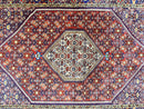 Persian Bidjar Rug 4x6, Handmade Oriental Carpet, Fine Weave, Herati Mahi Pattern, Vintage, Red, 300 KPSI