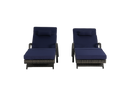 Outdoor Wicker Long Reclining Chair Set of 2 with Cushions, Wicker Reclining Lounge Chair Lawn Sunbathing Chairs Recliner up to 150° Beach Poolside Garden