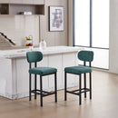 Bar Stools Set of 2, 26 inch Modern Upholstered Fabric Counter Height Barstools, Kitchen Island Chairs with Black Metal Legs for Dining Room/Kitchen Island/Bar