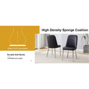 6 modern dining chairs, sleek PU backrest, and silver metal legs bring a comfortable home experience to the kitchen, bedroom, and office.Black PU Chairs with Simple Line Designs On The Backrest.