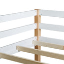 Solid Wooden, Rubber Wooden Twin Loft Bed with Ladder, Bed Platform of Strengthened Slats,Natural-white