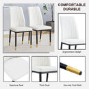 4 Dining Chair Set, White Dining Chair Set, PU Material High Back Seat and Sturdy Black Leg Chair for Dining Room, Kitchen and Living Room c-010